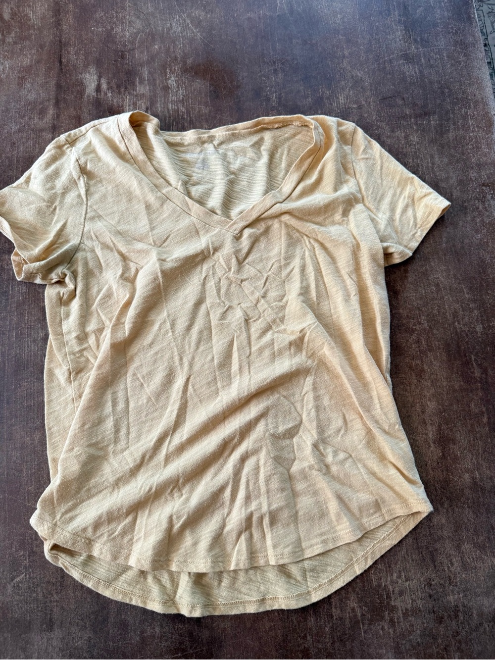 Women's Short Sleeve V-Neck Tee in Light Yellow